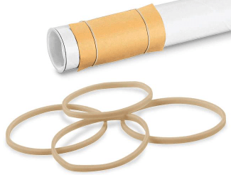 Rubber band Dispenser displaying Rubber bands for size comparison